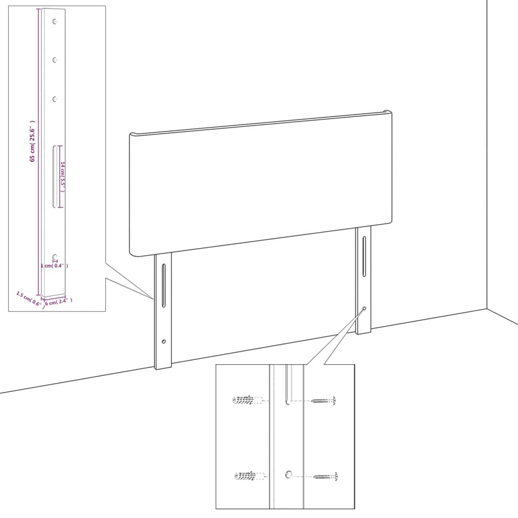 Testiere 2 pz Nere 72x5x78/88 cm in Velluto