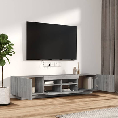 Set Mobili TV 2 pz con Luci LED Grigio Sonoma Legno Multistrato - homemem39