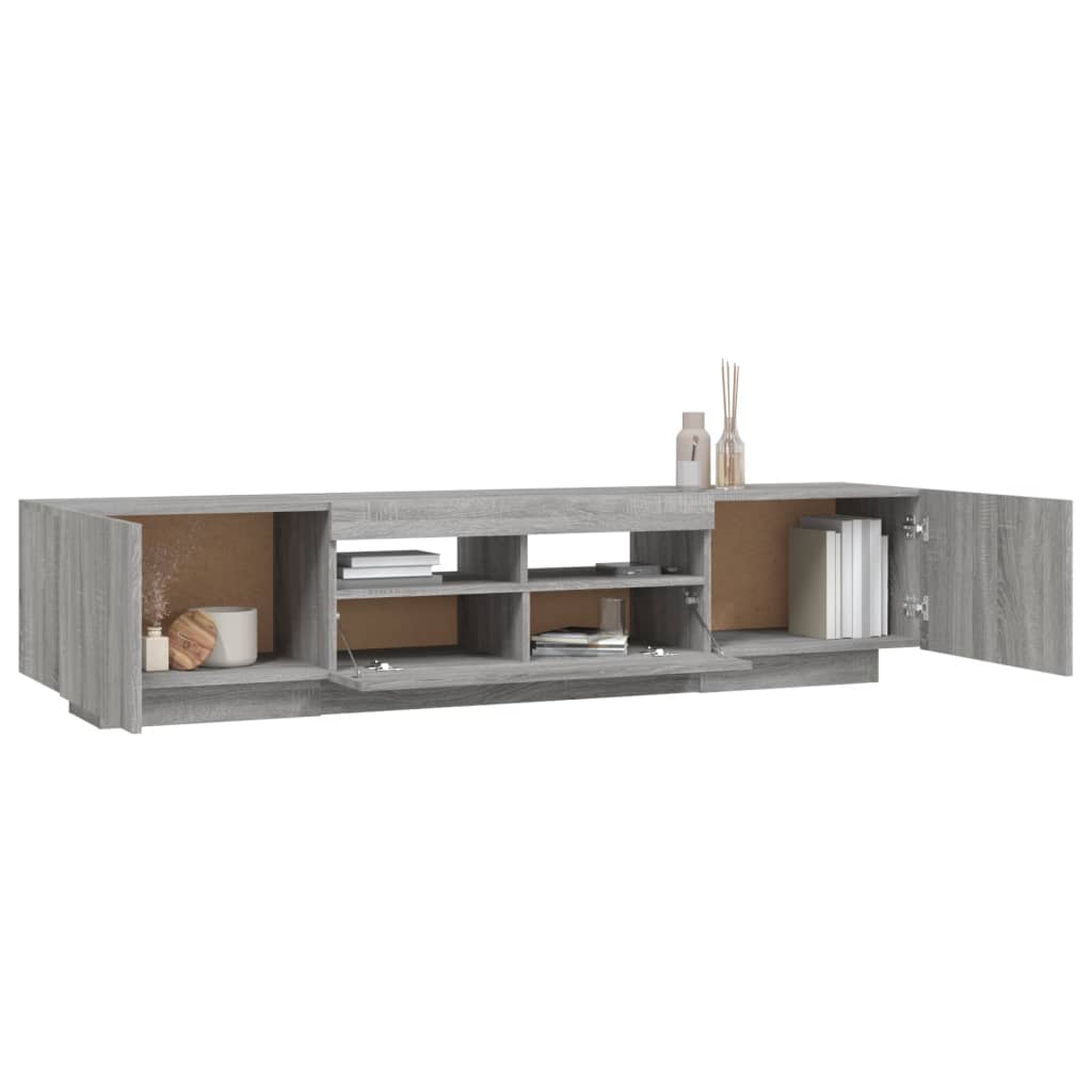 Set Mobili TV 2 pz con Luci LED Grigio Sonoma Legno Multistrato