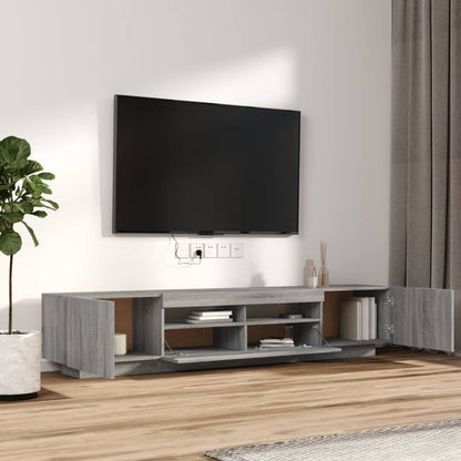 Set Mobili TV 2 pz con Luci LED Grigio Sonoma Legno Multistrato