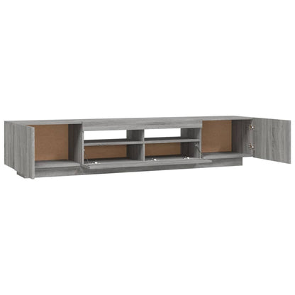 Set Mobili TV 2 pz con Luci LED Grigio Sonoma Legno Multistrato