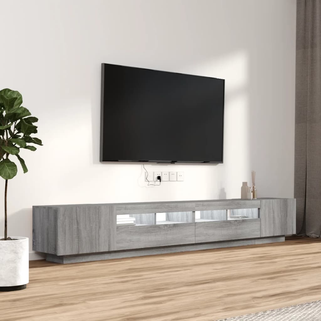 Set Mobili TV 3 pz con Luci LED Grigio Sonoma Legno Multistrato - homemem39