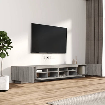 Set Mobili TV 3 pz con Luci LED Grigio Sonoma Legno Multistrato - homemem39