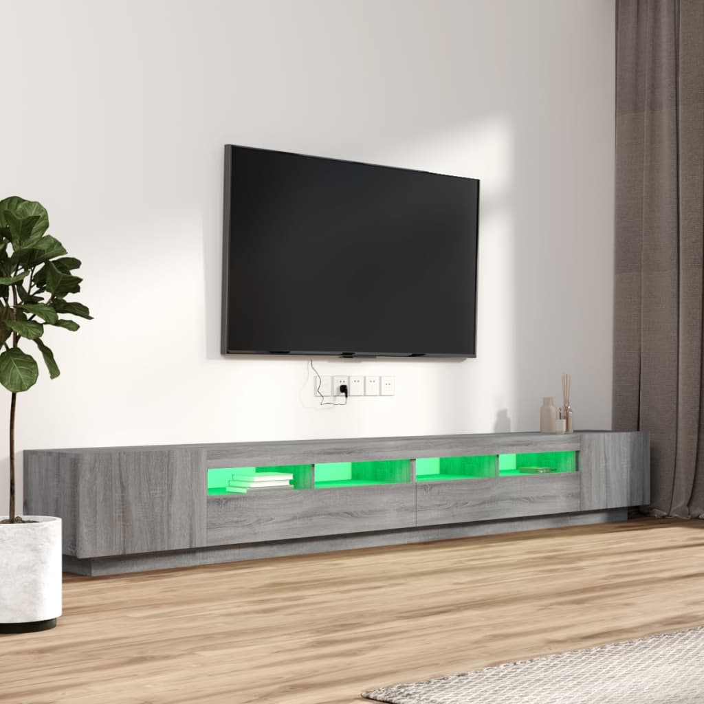 Set Mobili TV 3 pz con Luci LED Grigio Sonoma Legno Multistrato - homemem39