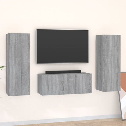 Set Mobili Porta TV 3 pz Grigio Sonoma in Legno Multistrato