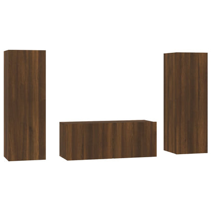 Set Mobili Porta TV 3 pz Rovere Marrone in Legno Multistrato - homemem39