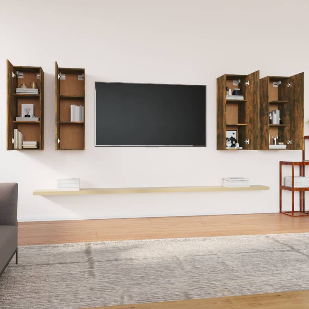 Mobili TV 4 pz Rovere Fumo 30,5x30x90 cm in Legno Multistrato - homemem39