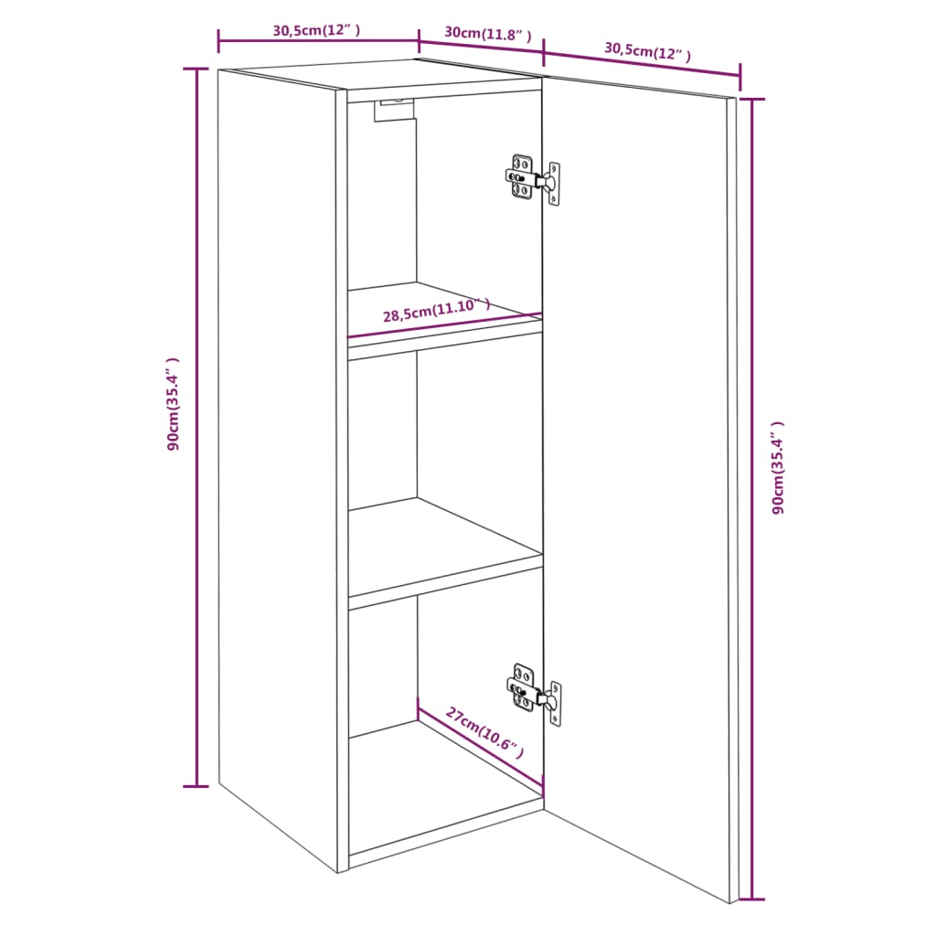 Mobili TV 4 pz Rovere Fumo 30,5x30x90 cm in Legno Multistrato