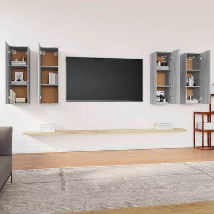 Mobili TV 4 pz Grigio Sonoma 30,5x30x90 cm in Legno Multistrato