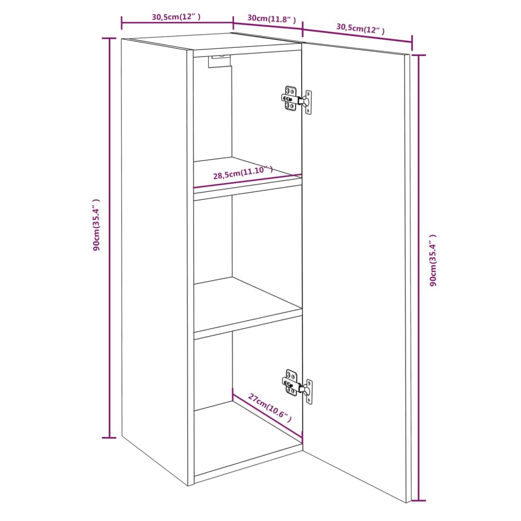 Mobili TV 4 pz Grigio Sonoma 30,5x30x90 cm in Legno Multistrato - homemem39