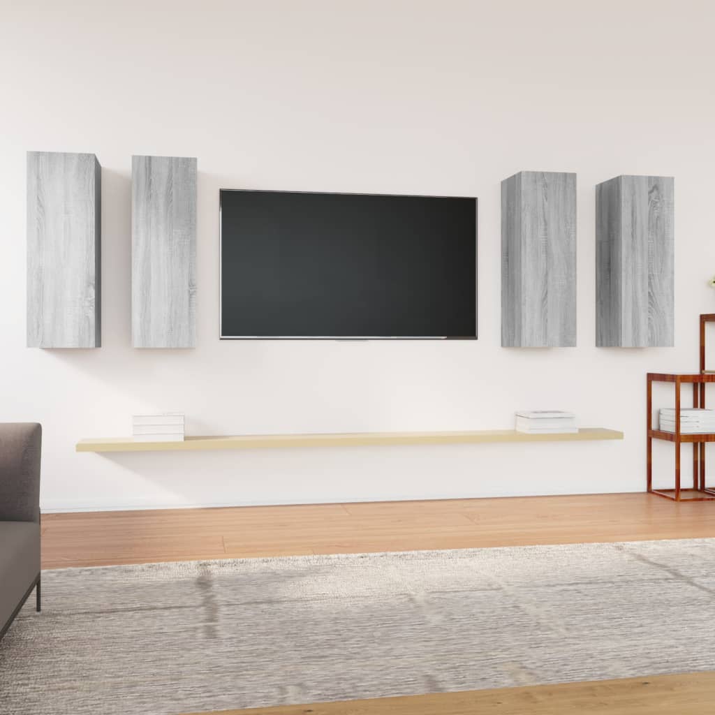 Mobili TV 4 pz Grigio Sonoma 30,5x30x90 cm in Legno Multistrato