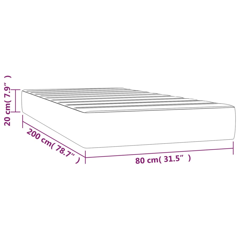 Materasso a Molle Verde Scuro 80x200x20 cm in Velluto - homemem39