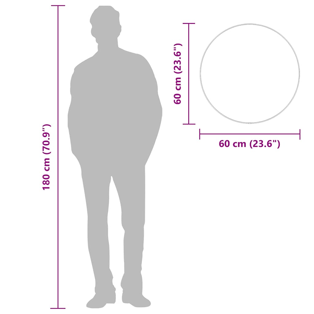 Specchio da Parete Dorato Ø 60 cm Rotondo - homemem39