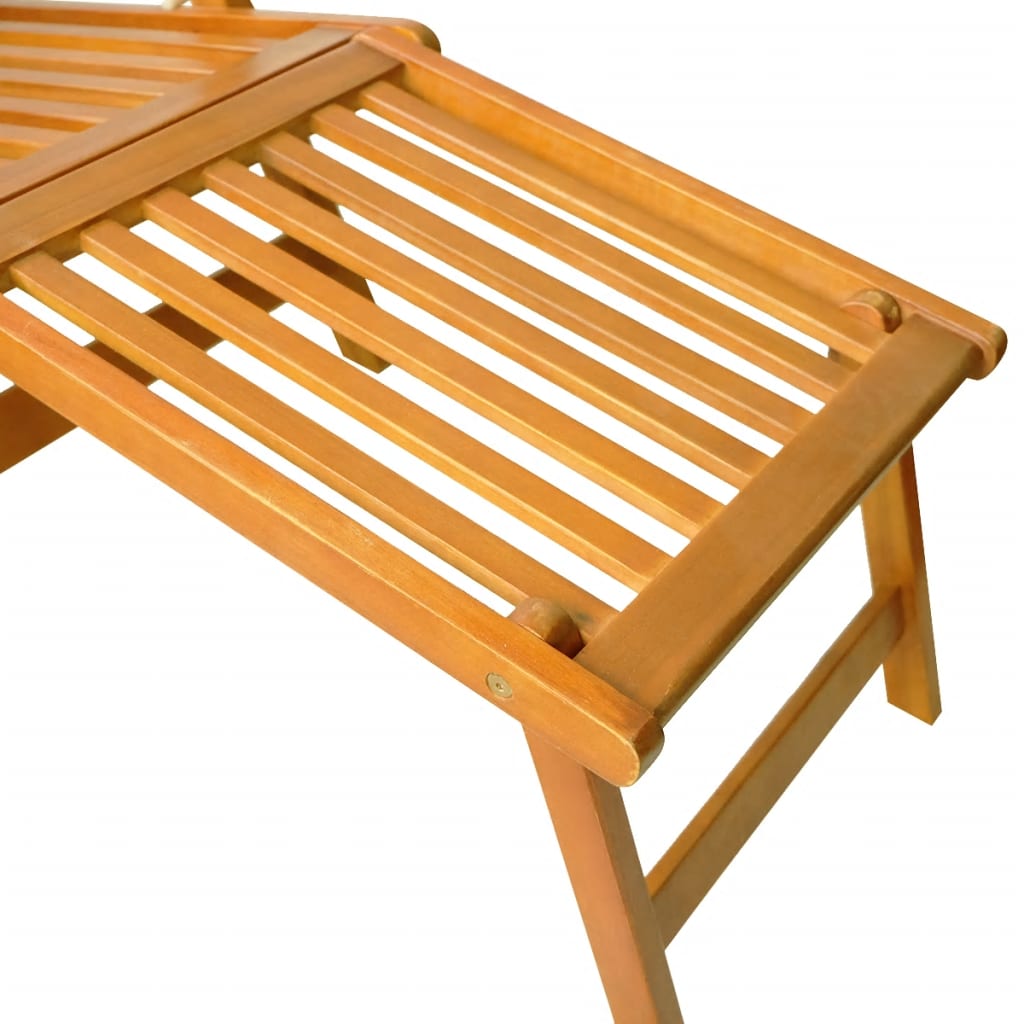 Outdoor Deckchair with Footrest and Table in Solid Acacia