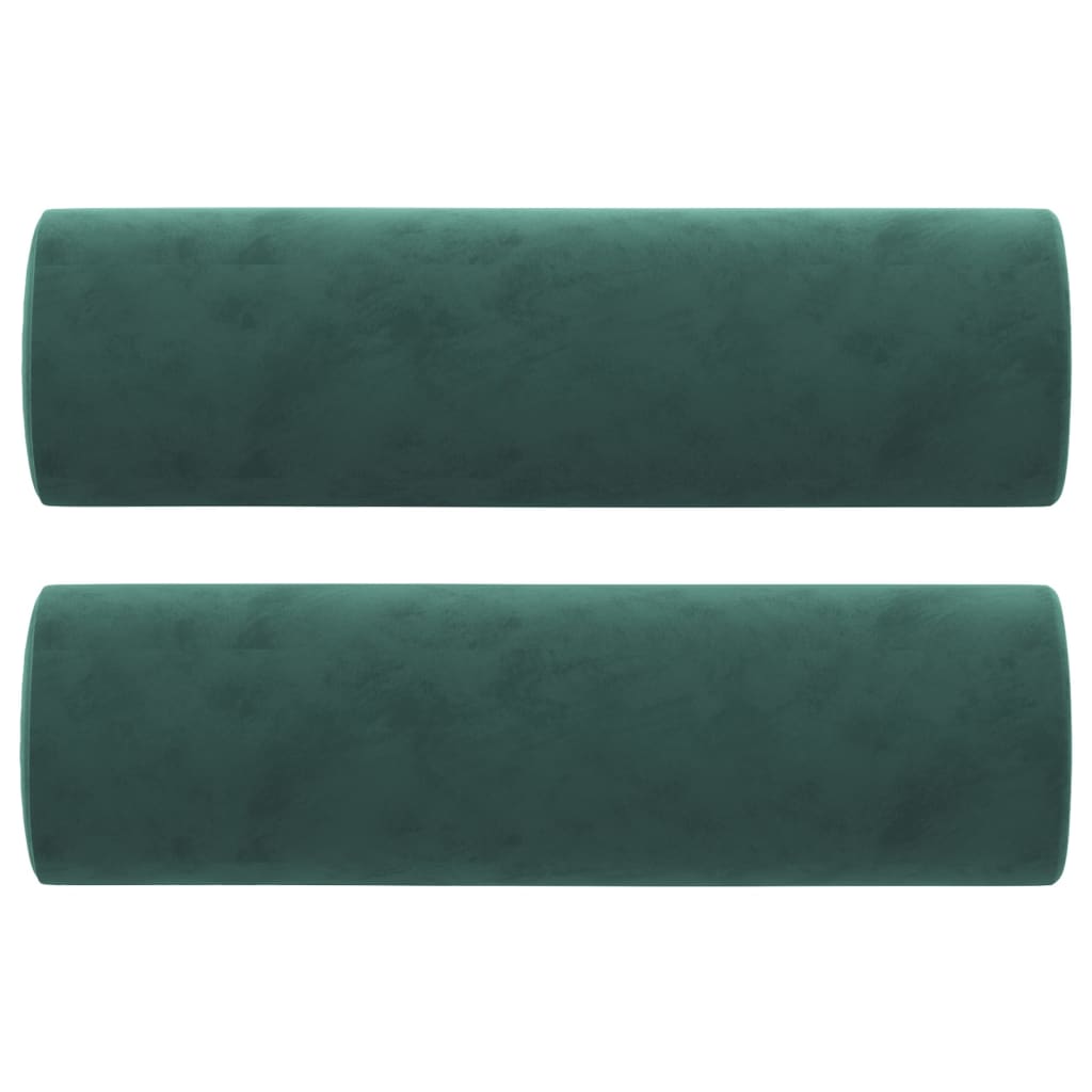 Cuscini Decorativi 2 pz Verde Scuro Ø15x50 cm in Velluto