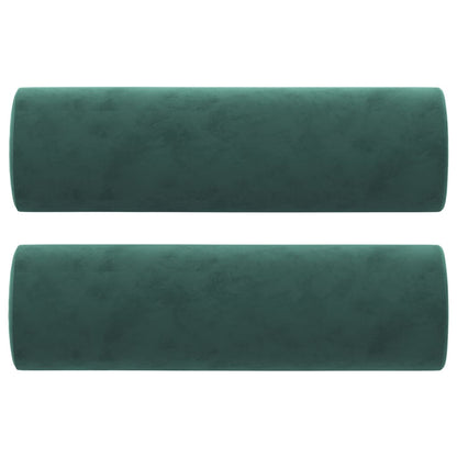 Cuscini Decorativi 2 pz Verde Scuro Ø15x50 cm in Velluto