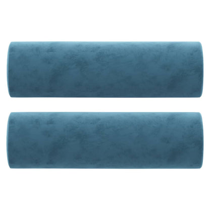 Cuscini Decorativi 2 pz Blu Ø15x50 cm in Velluto - homemem39