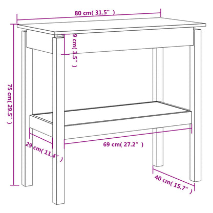 Tavolo Consolle 80x40x75 cm in Legno Massello di Pino - homemem39