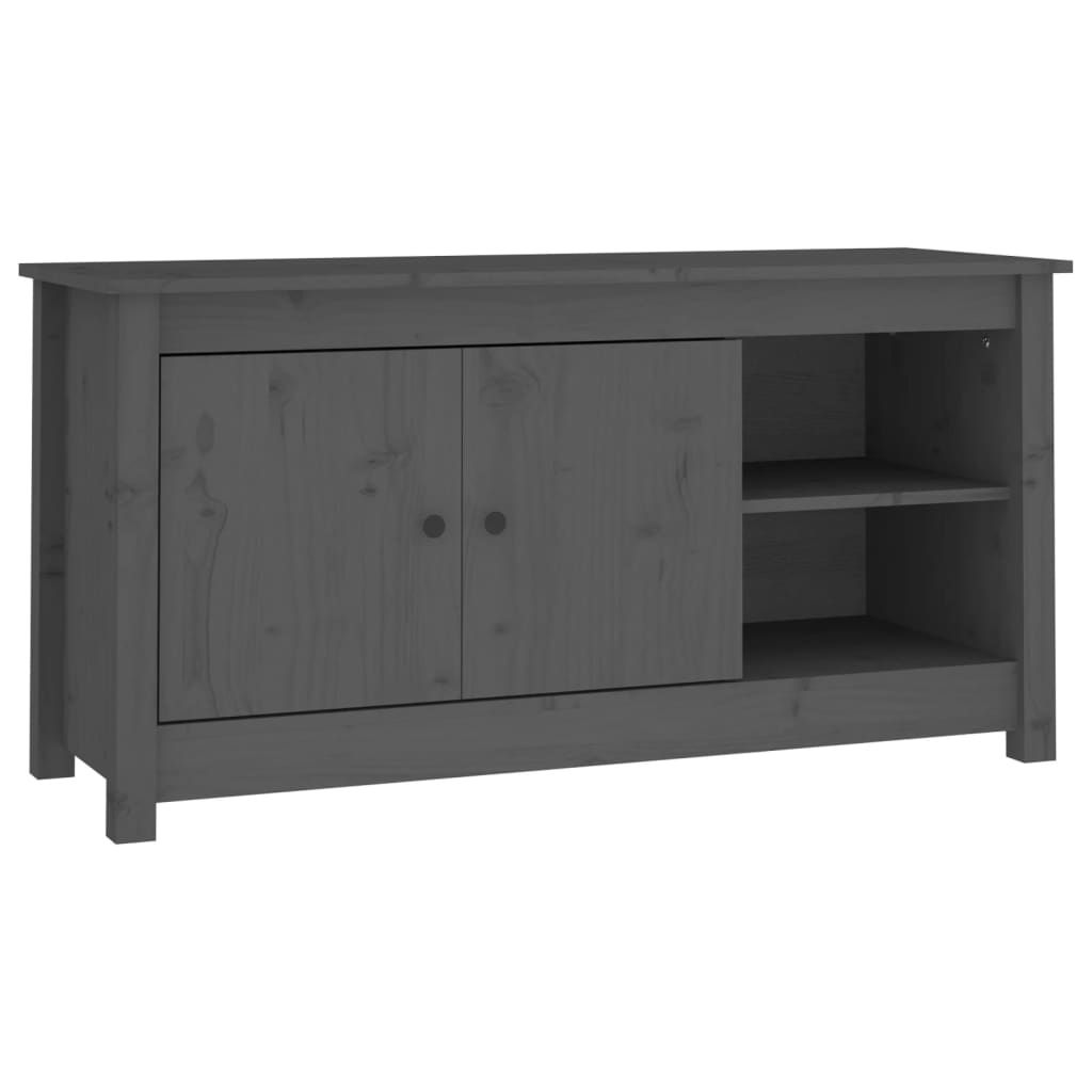 Mobile Porta TV Grigio 103x36,5x52 cm in Legno Massello di Pino - homemem39