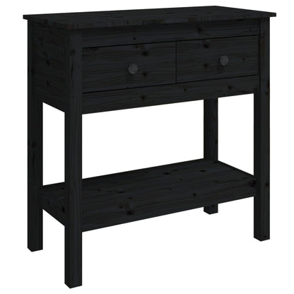 Tavolo Consolle Nero 75x35x75 cm in Legno Massello di Pino