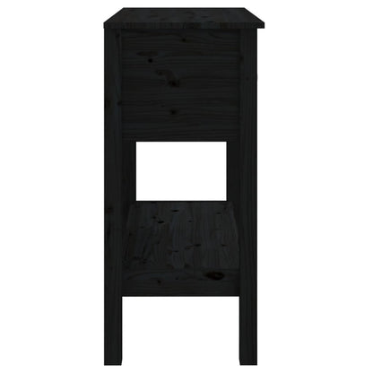 Tavolo Consolle Nero 75x35x75 cm in Legno Massello di Pino