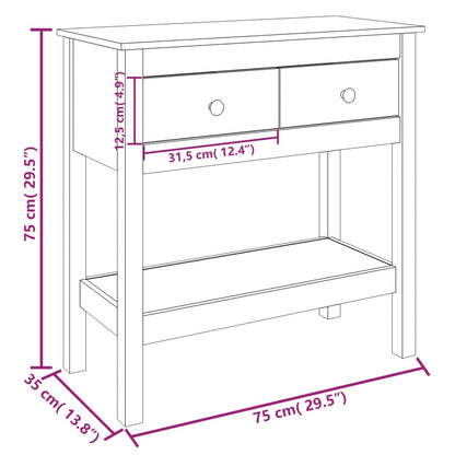 Tavolo Consolle Nero 75x35x75 cm in Legno Massello di Pino