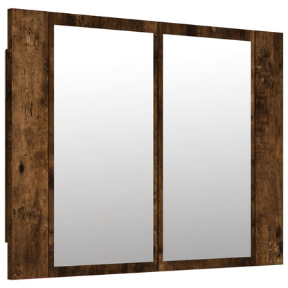 Smoked Oak LED Mirror Cabinet 60x12x45 cm Plywood