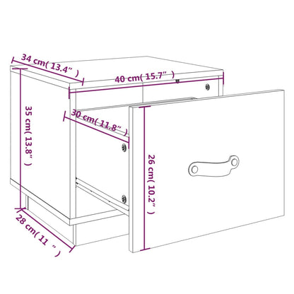 Comodino 40x34x35 cm in Legno Massello di Pino