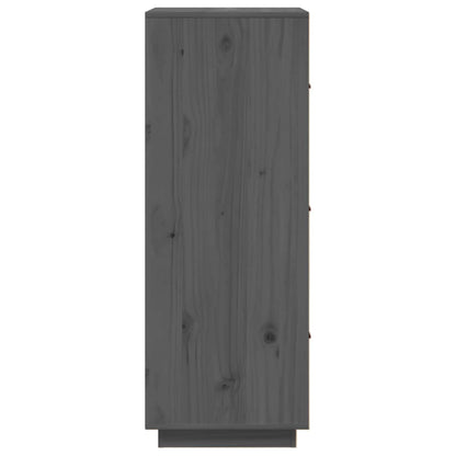 Credenza Grigia 34x40x108,5 cm in Legno Massello di Pino - homemem39