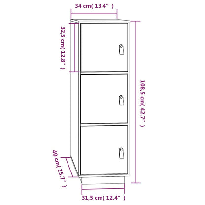 Credenza Grigia 34x40x108,5 cm in Legno Massello di Pino - homemem39