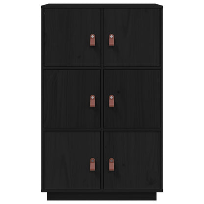 Credenza Nera 67x40x108,5 cm in Legno Massello di Pino - homemem39