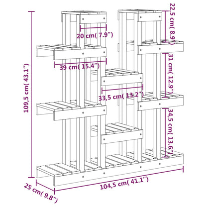 Supporto Piante Bianco 104,5x25x109,5 cm Legno Massello di Pino - homemem39