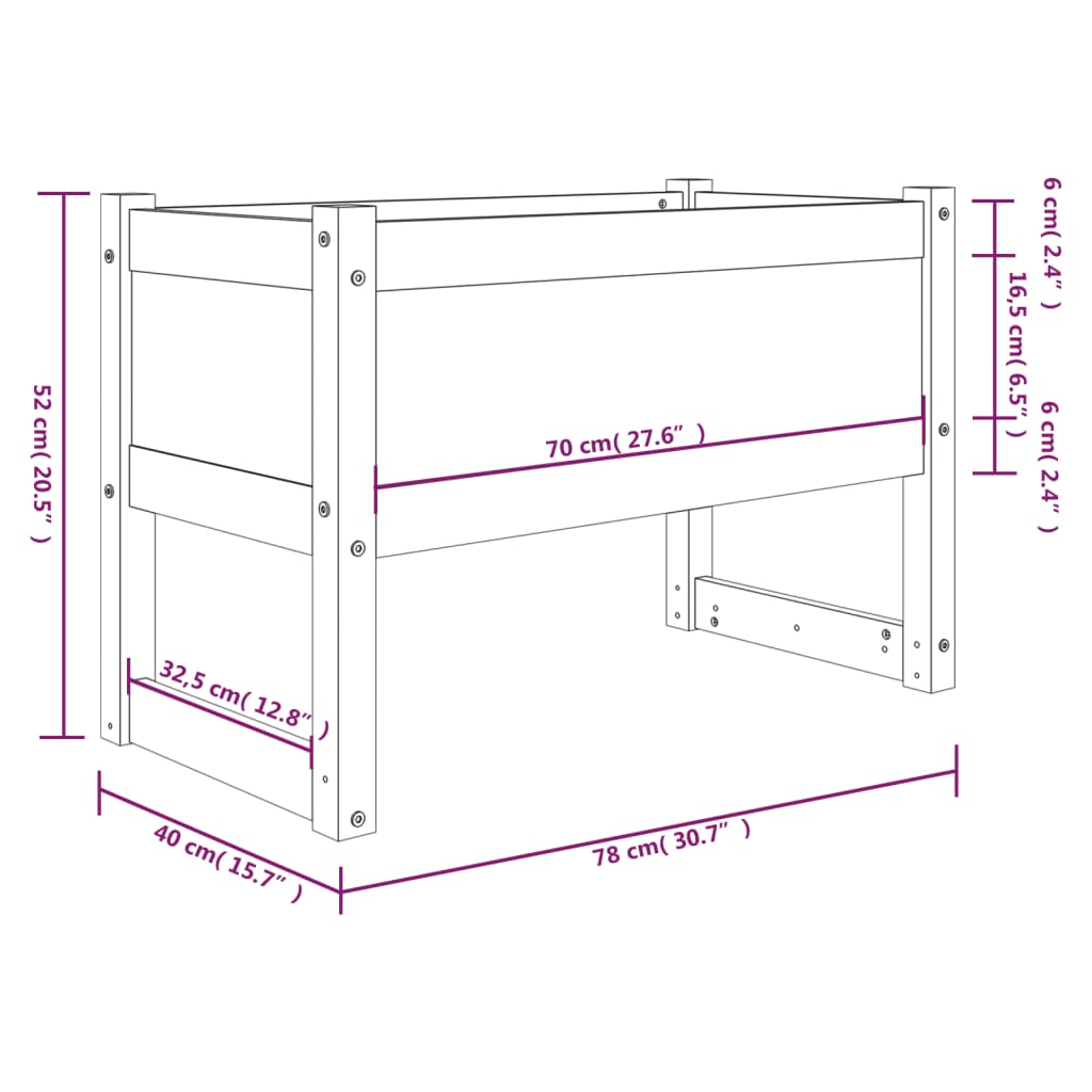 Fioriera 78x40x52 cm in Legno Massello di Pino