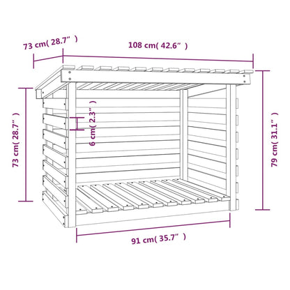 Portalegna Marrone Ambra 108x73x79 cm in Legno Massello di Pino