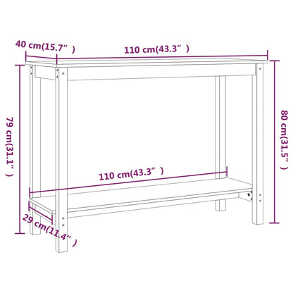 Tavolo Consolle Nero 110x40x80 cm in Legno Massello di Pino