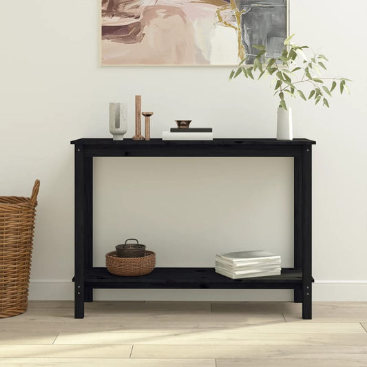 Tavolo Consolle Nero 110x40x80 cm in Legno Massello di Pino