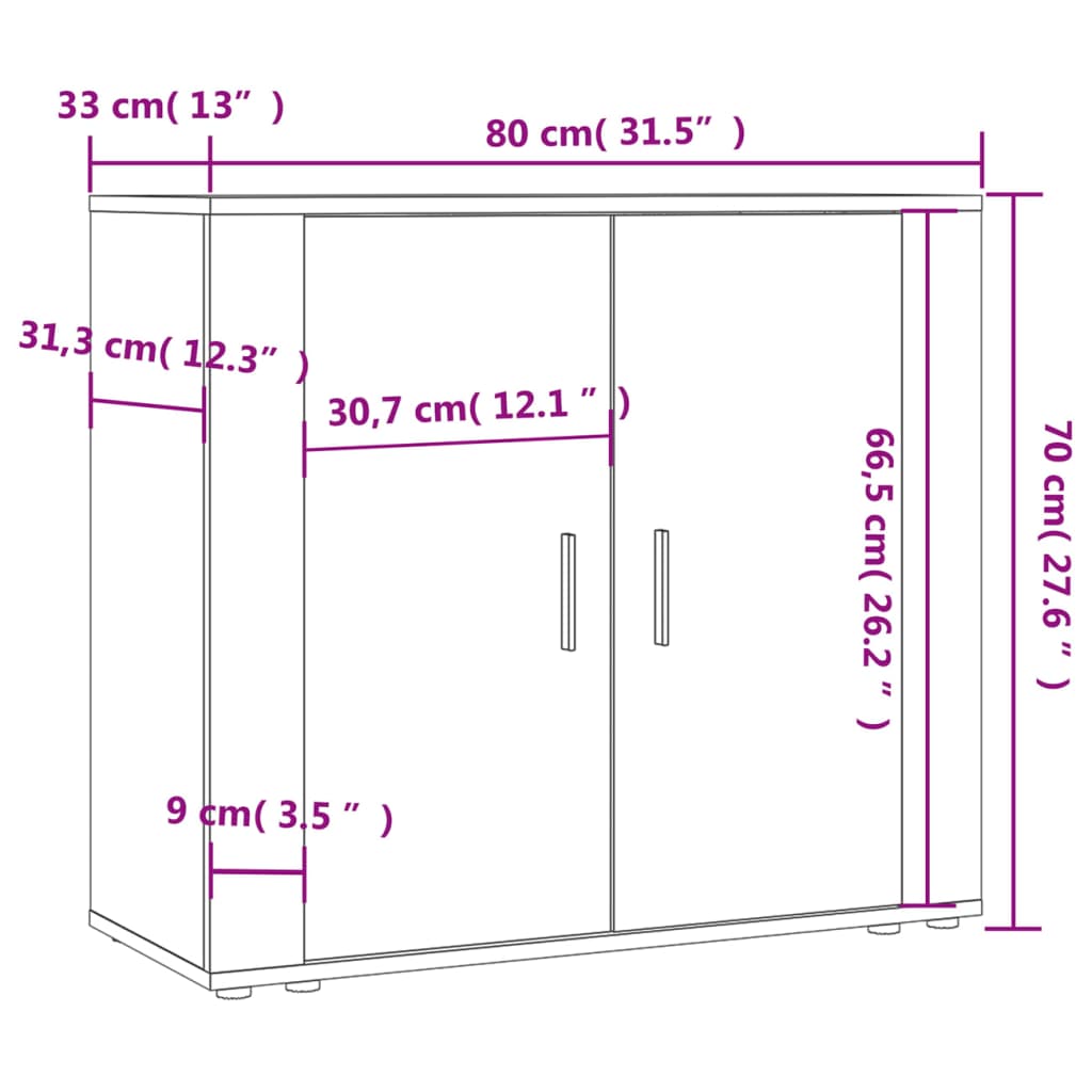 Credenza Grigio Sonoma 80x33x70 cm in Legno Multistrato - homemem39