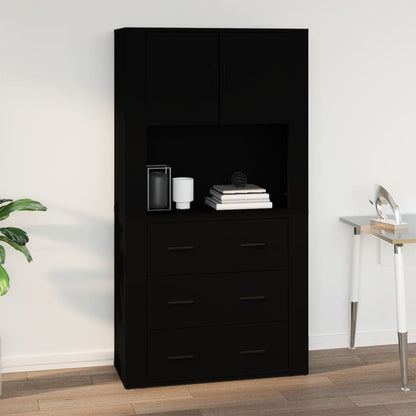 Mobile a Parete Nero 80x33x80 cm in Legno Multistrato