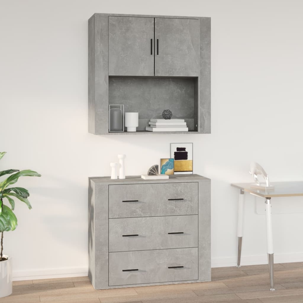 Mobile a Parete Grigio Cemento 80x33x80 cm in Legno Multistrato - homemem39