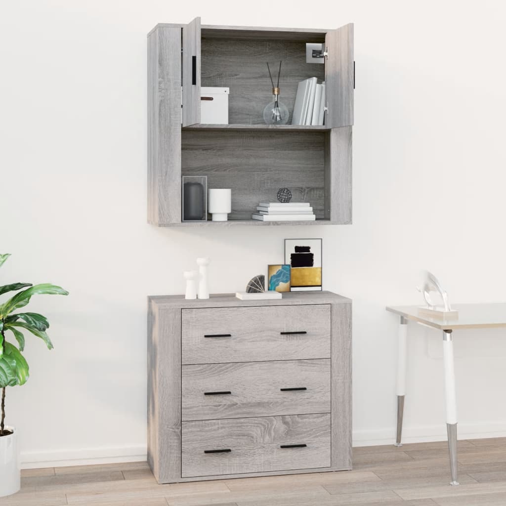 Mobile Pensile Grigio Sonoma 80x33x80 cm in Legno Multistrato - homemem39