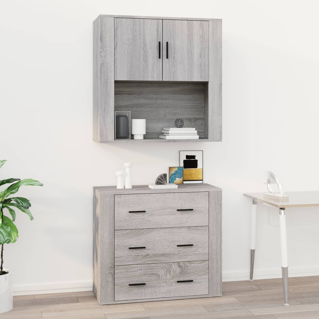 Mobile Pensile Grigio Sonoma 80x33x80 cm in Legno Multistrato - homemem39