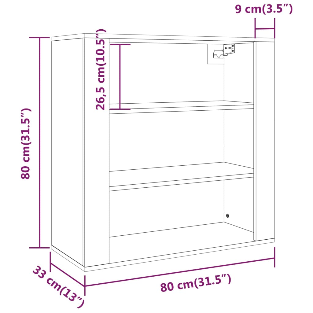 Mobile a Parete Bianco 80x33x80 cm in Legno Multistrato