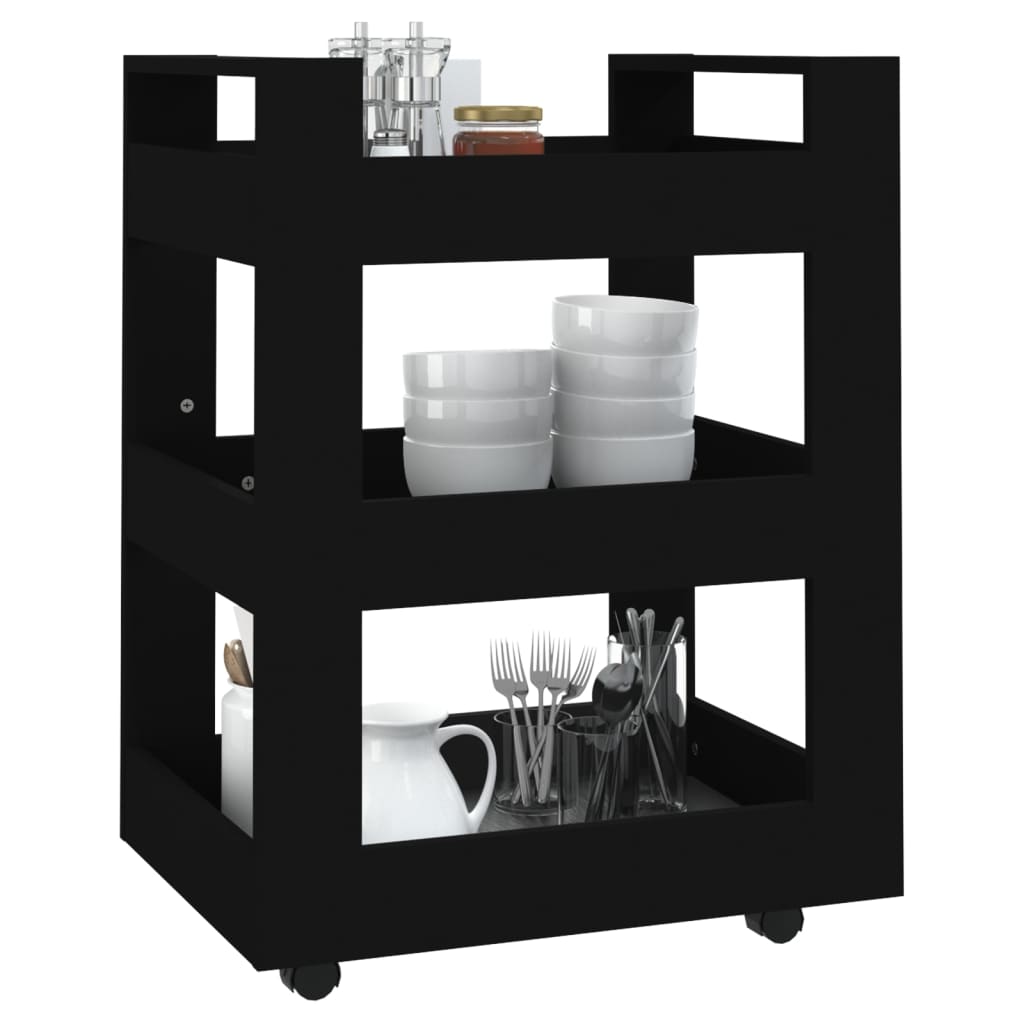 Carrello da Cucina Nero 60x45x80 cm in Legno Multistrato