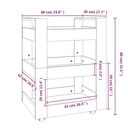 Carrello da Cucina Nero 60x45x80 cm in Legno Multistrato