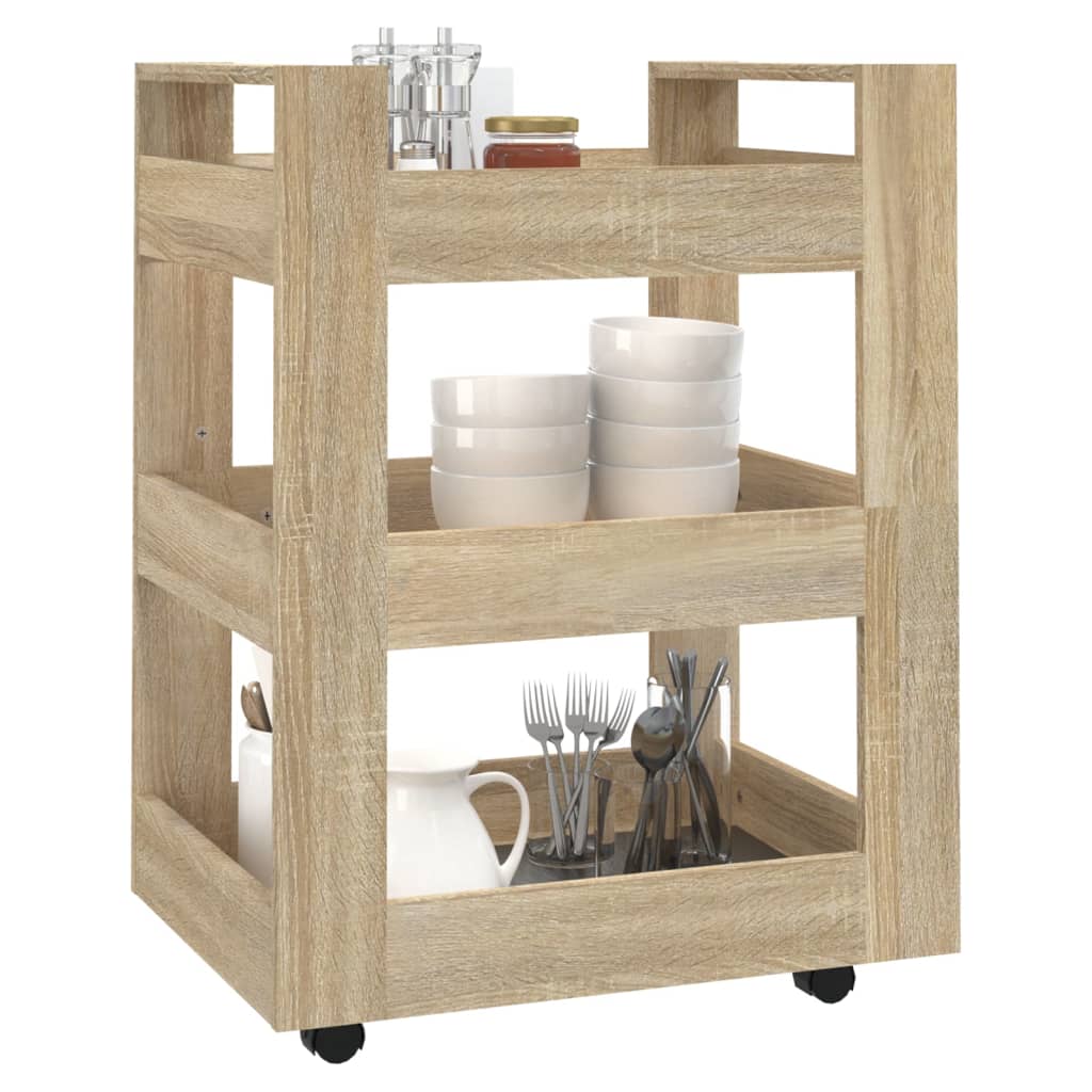 Carrello da Cucina rovere sonoma 60x45x80 cm Legno Multistrato - homemem39