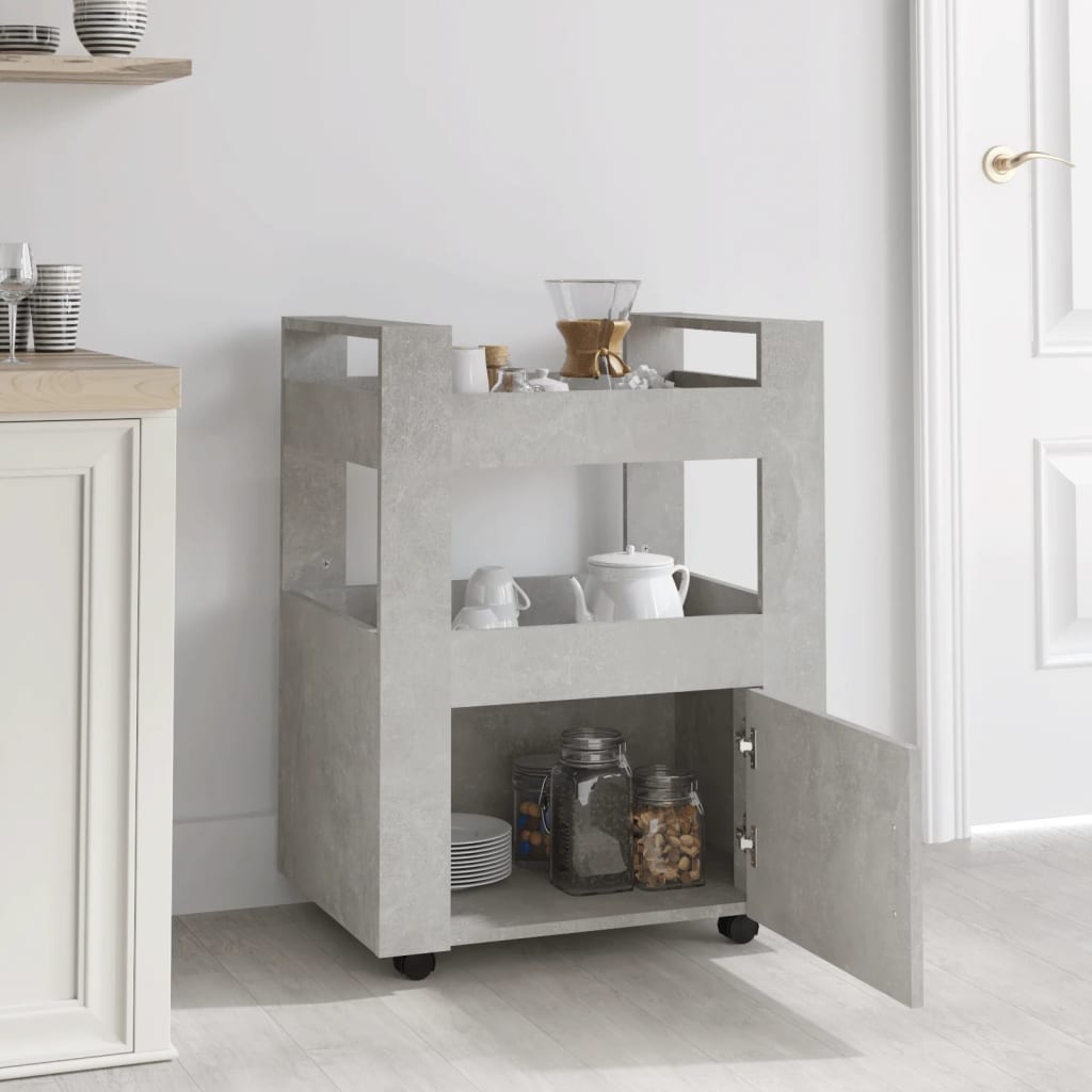 Carrello da Cucina Grigio cemento 60x45x80 cm Legno Multistrato - homemem39