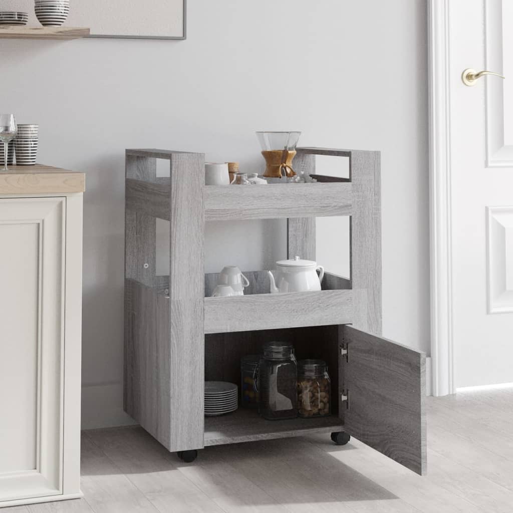 Carrello da Cucina Grigio Sonoma 60x45x80 cm Legno Multistrato