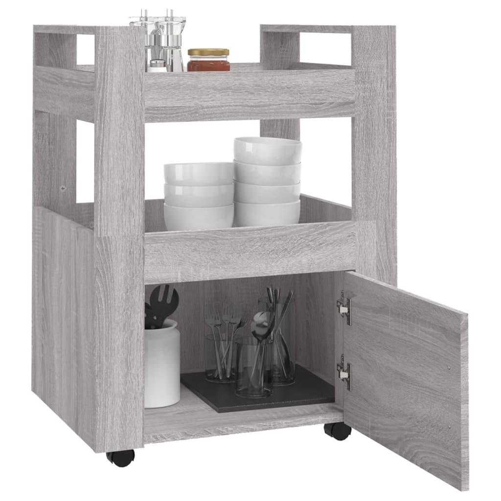 Carrello da Cucina Grigio Sonoma 60x45x80 cm Legno Multistrato - homemem39