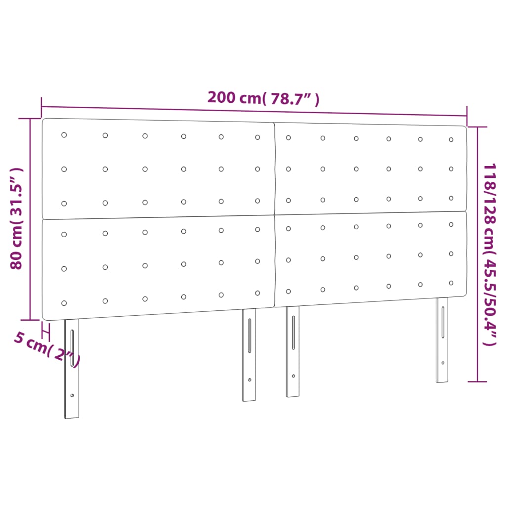 Testiera 4 pz Tortora 100x5x78/88 cm in Tessuto