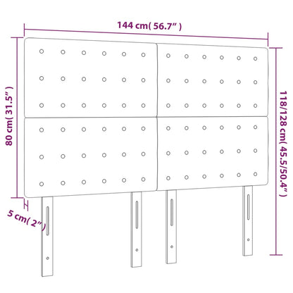 Testiere 4 pz Nere 72x5x78/88 cm in Velluto